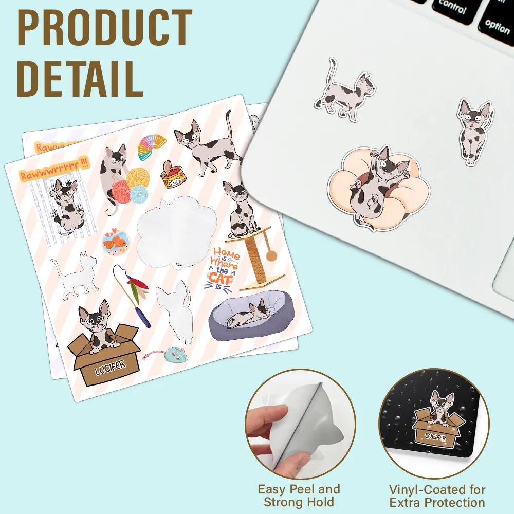 Funny Cat - Personalized Custom Vinyl Sticker Sheet - Image 4