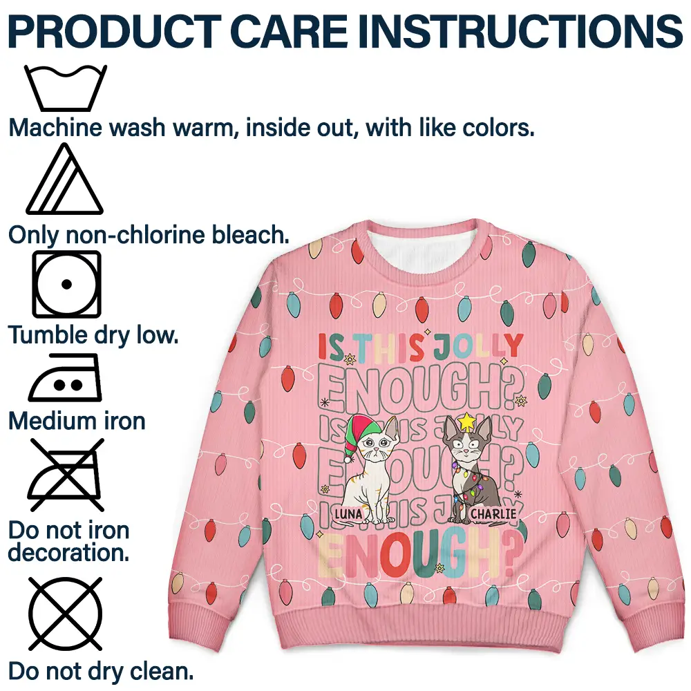 Funny Cats Is This Jolly Enough - Personalized Unisex Ugly Sweater - Image 7