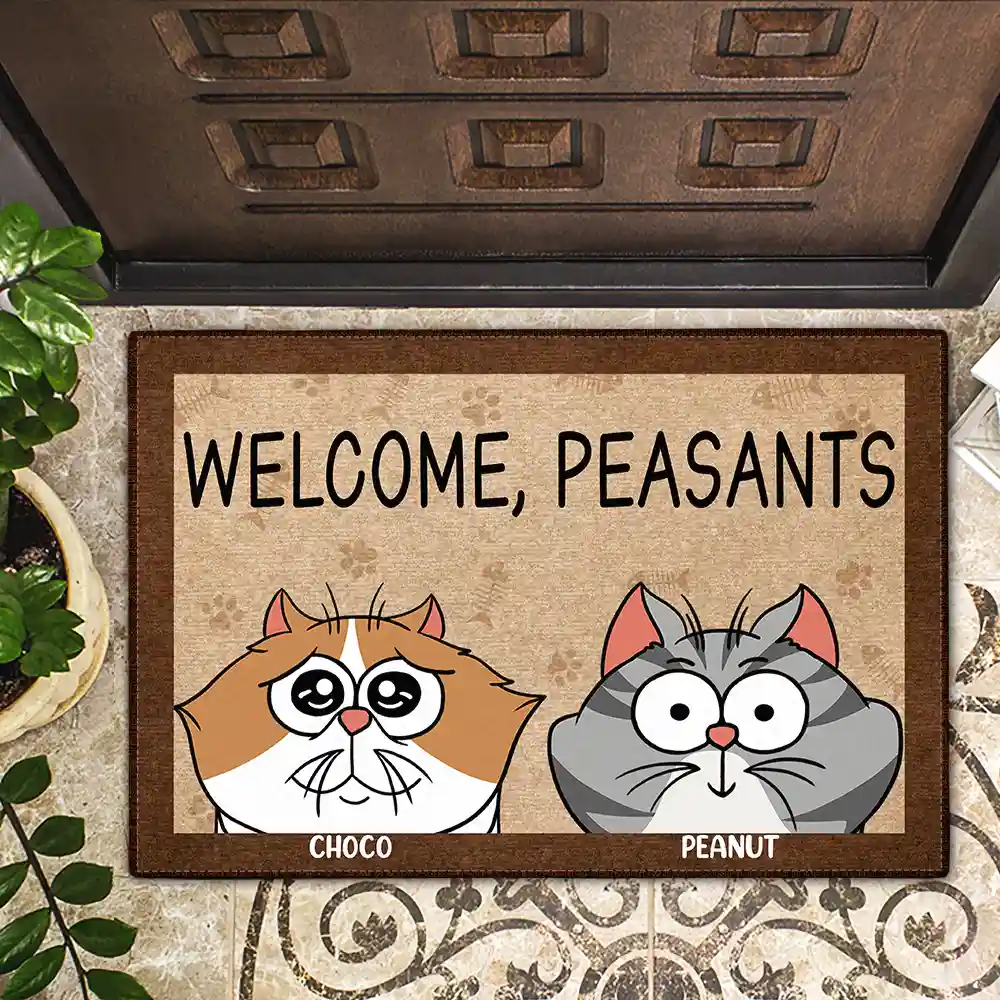Funny Cats Welcome Peasants - Personalized Doormat - Image 2