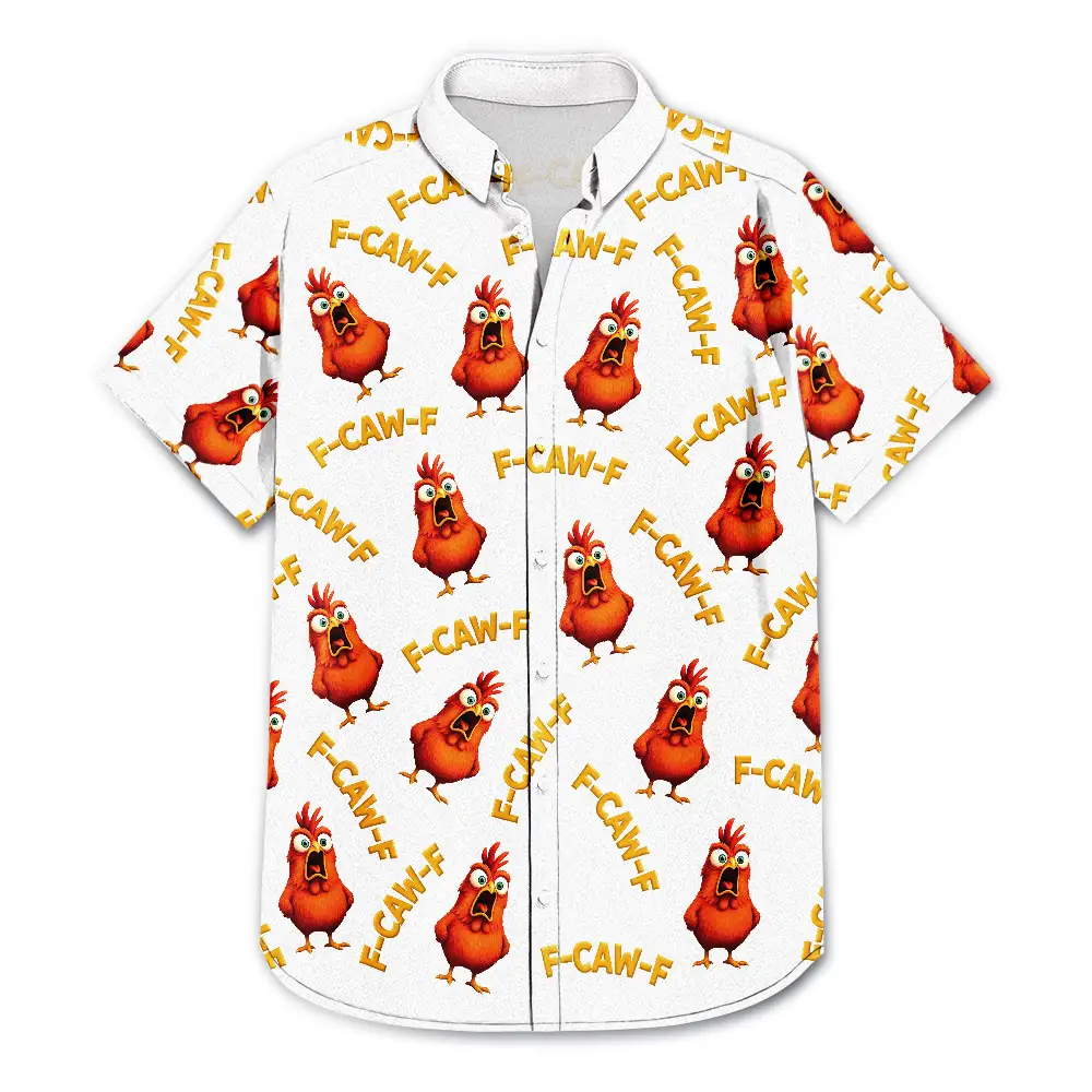 Funny Chicken Bird F Caw F - Personalized Hawaiian Shirt - Image 3