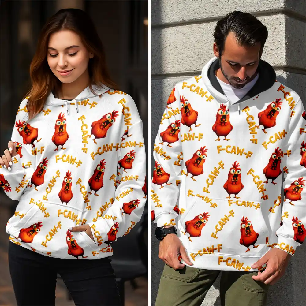 Funny Chicken Bird F Caw F - Personalized Pullover Hoodie - Image 3