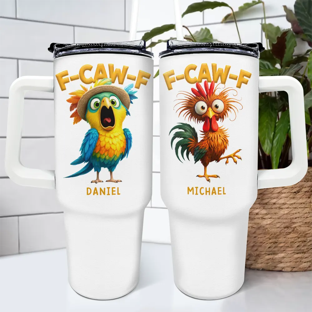 Funny Chicken F-Caw-F - Personalized 40oz Tumbler With Straw - Image 4