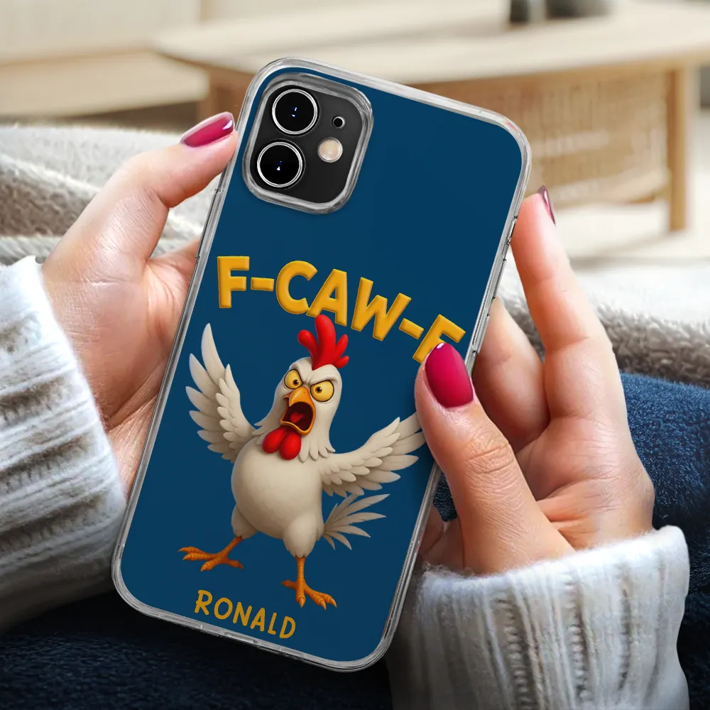 Funny Chicken F-Caw-F - Personalized Clear Phone Case - Image 3