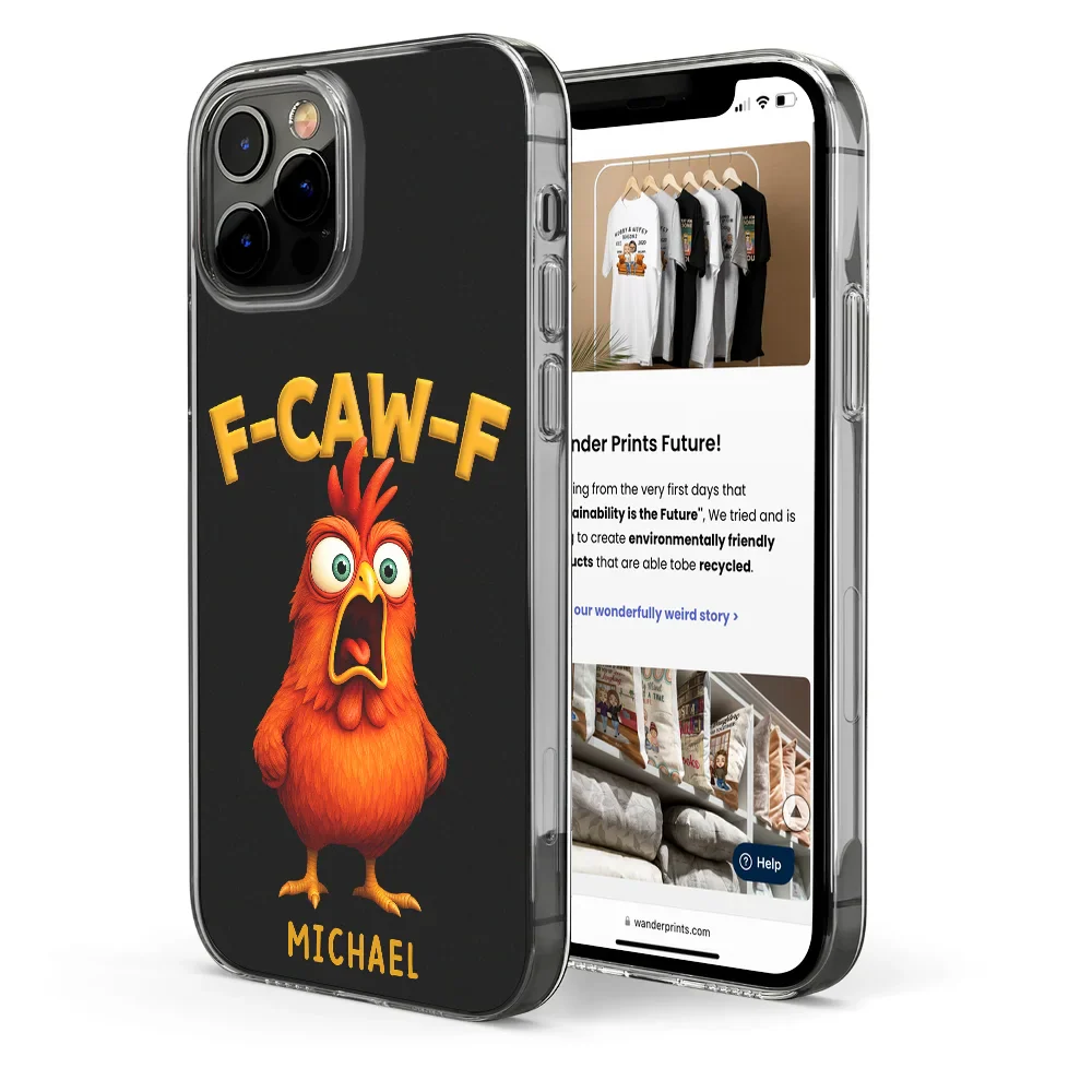 Funny Chicken F-Caw-F - Personalized Clear Phone Case - Image 4