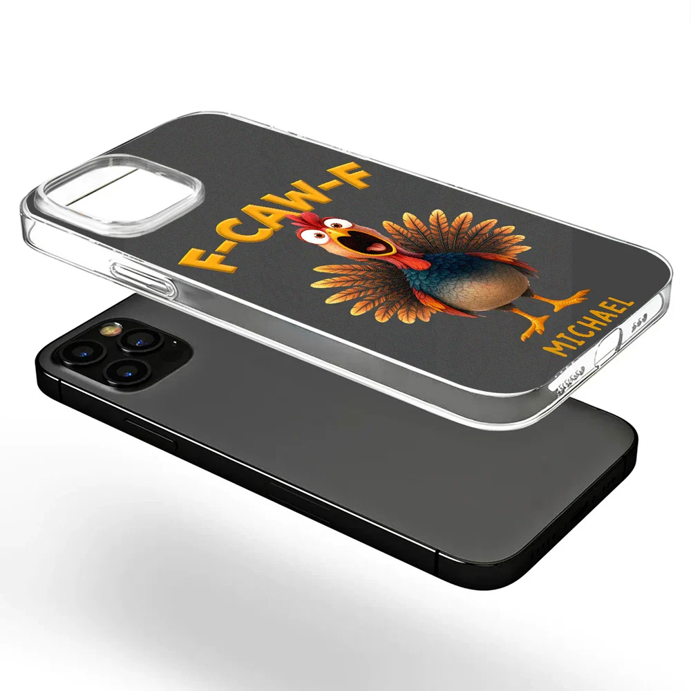 Funny Chicken F-Caw-F - Personalized Clear Phone Case - Image 5