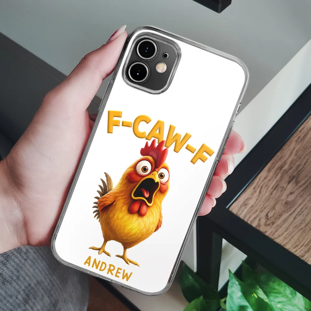 Funny Chicken F-Caw-F - Personalized Clear Phone Case - Image 6