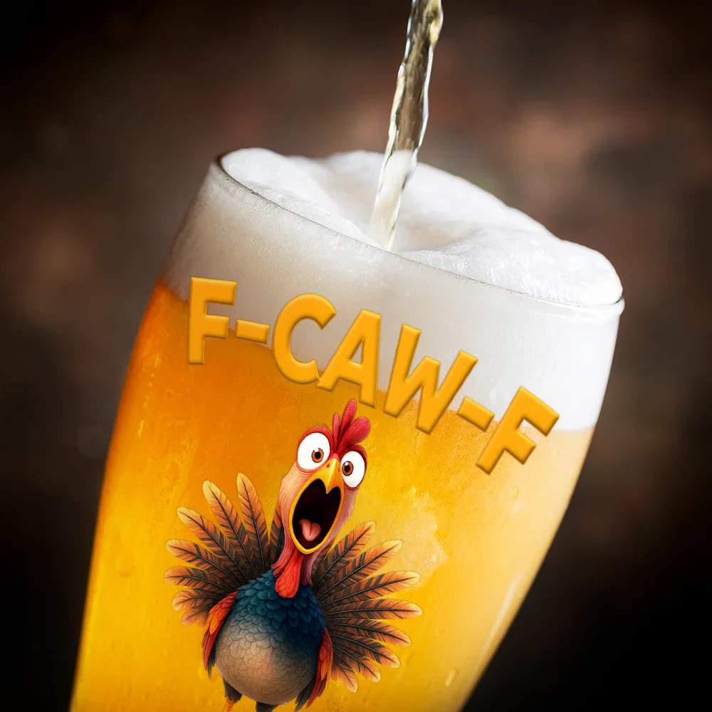 Funny Chicken F-Caw-F - Personalized Pilsner Glass - Image 3
