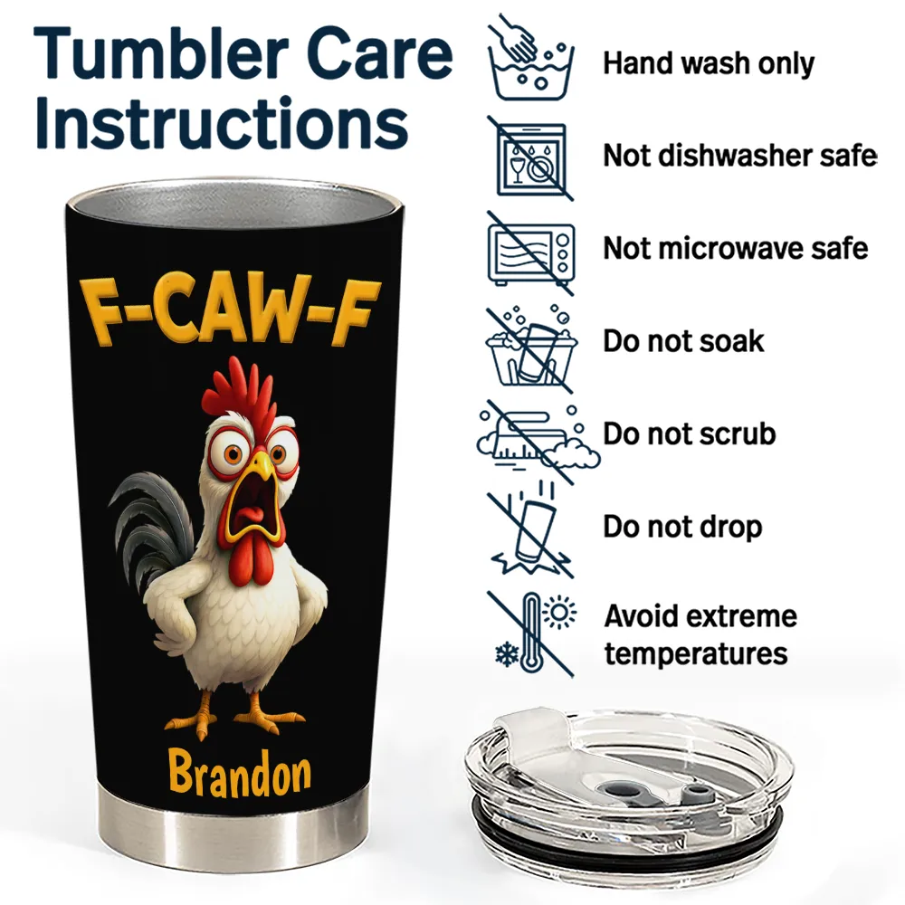 Funny Chicken F-Caw-F - Personalized Tumbler - Image 5