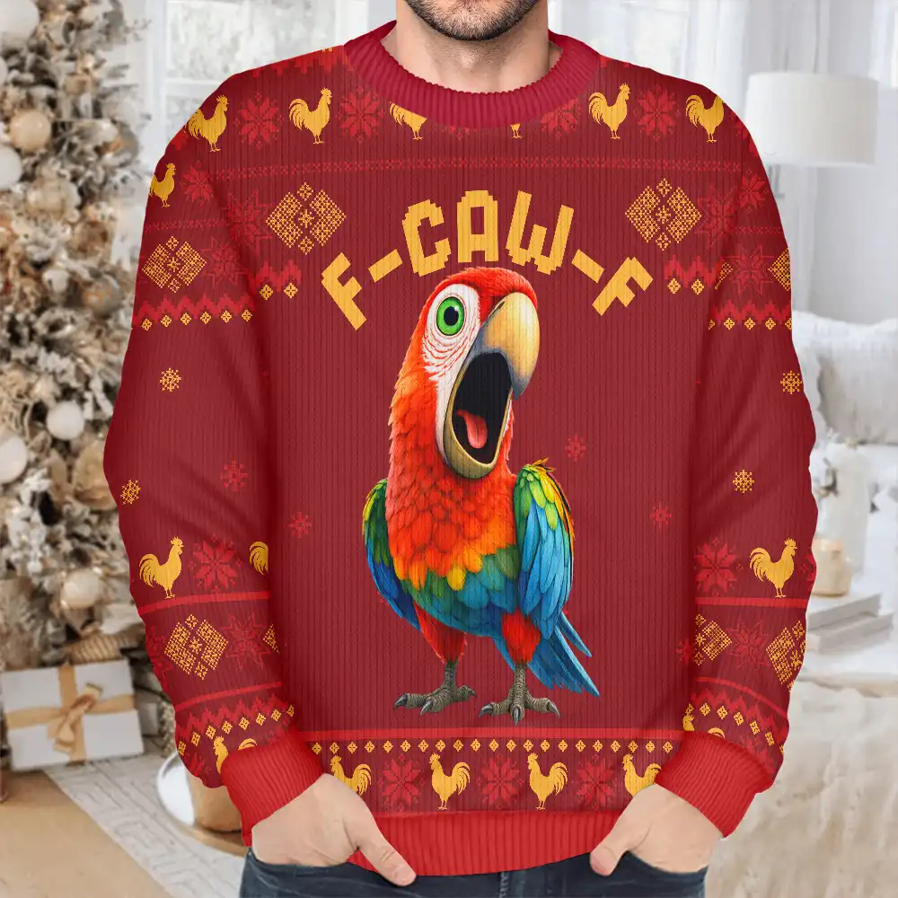 Funny Chicken F-Caw-F - Personalized Unisex Ugly Sweater - Image 4