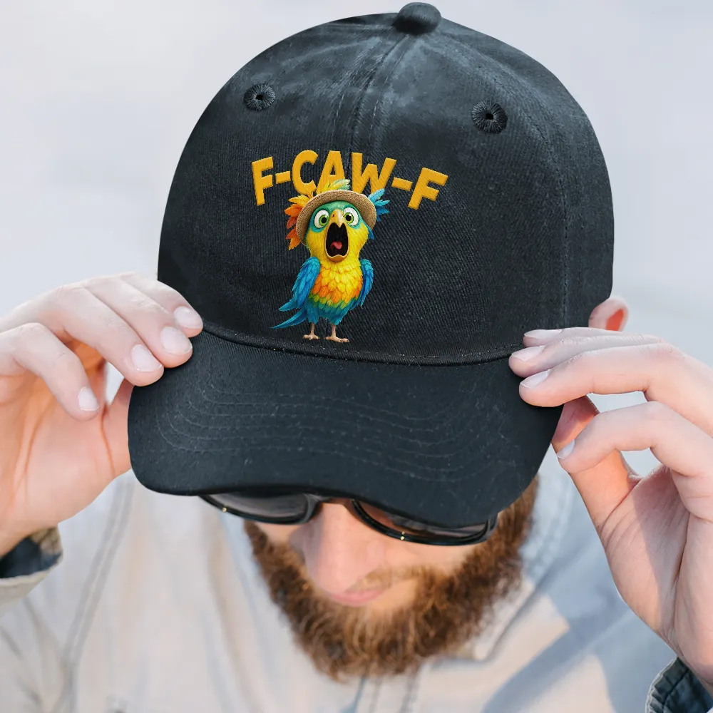 Funny Chicken F-Caw-F - Personalized Vintage Washed Denim Cap - Image 3