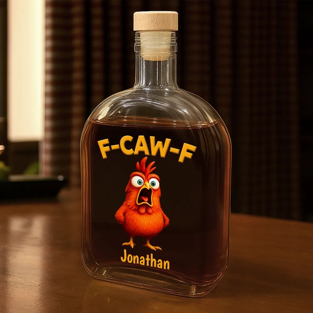 Funny Chicken F-Caw-F - Personalized Whiskey Bottle - Image 2