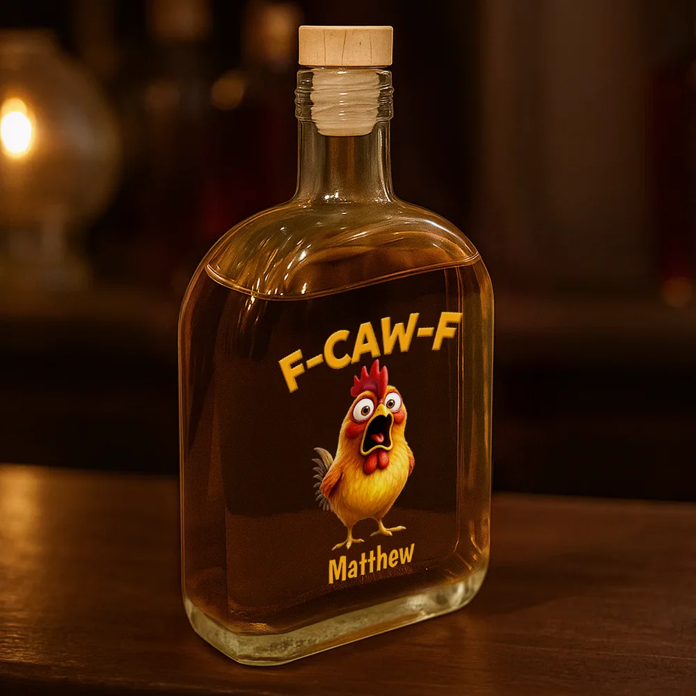 Funny Chicken F-Caw-F - Personalized Whiskey Bottle - Image 3