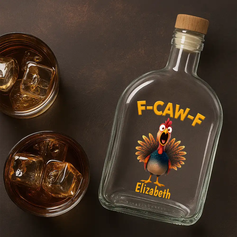 Funny Chicken F-Caw-F - Personalized Whiskey Bottle - Image 4