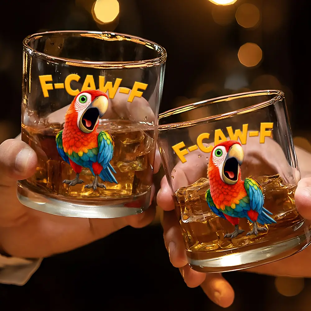 Funny Chicken F-Caw-F - Personalized Whiskey Glass - Image 3