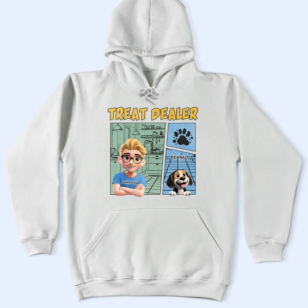 Funny Comic Pet Lover Treat Dealer Cute Dog Cat - Personalized T Shirt - Image 5
