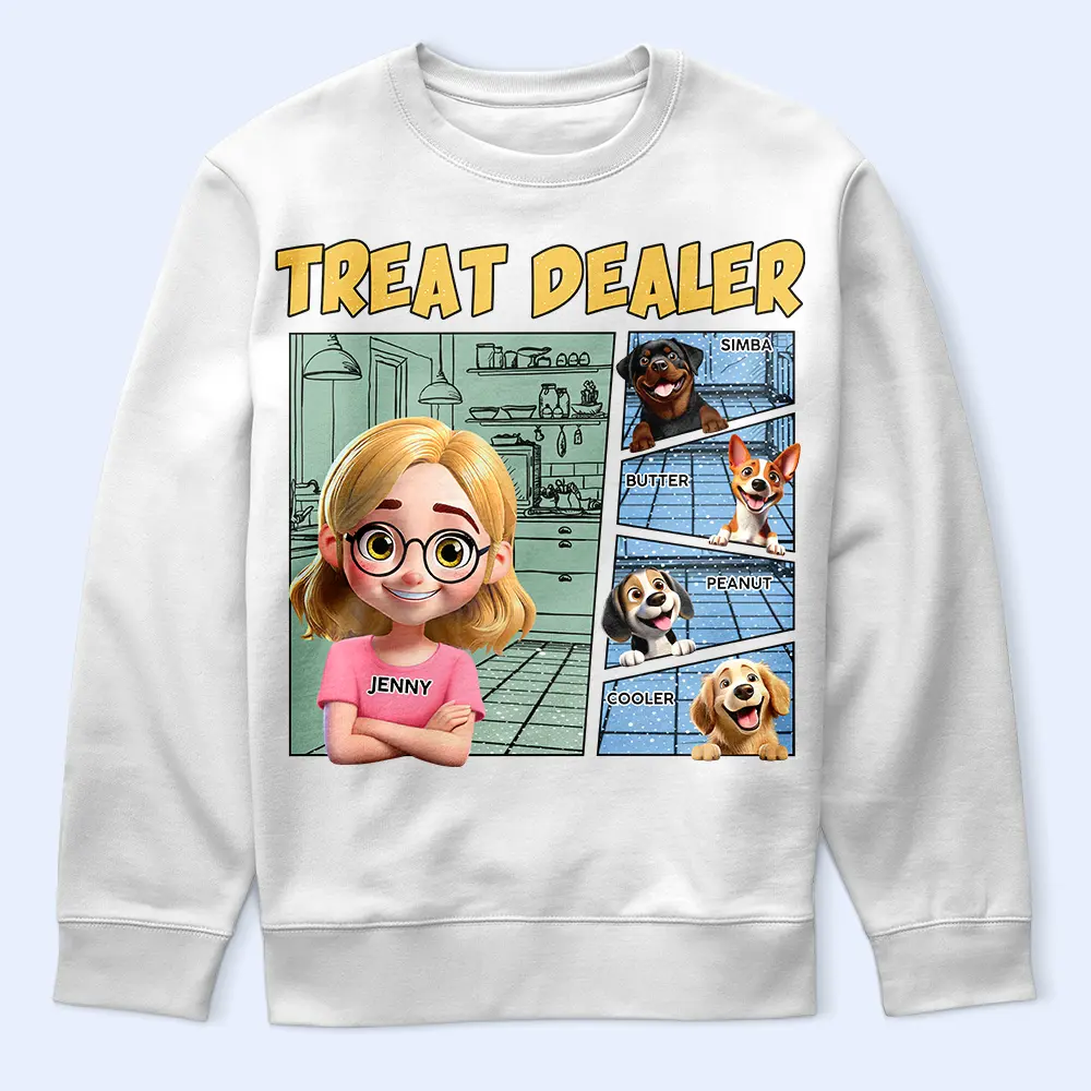 Funny Comic Pet Lover Treat Dealer Cute Dog Cat - Personalized T Shirt - Image 6