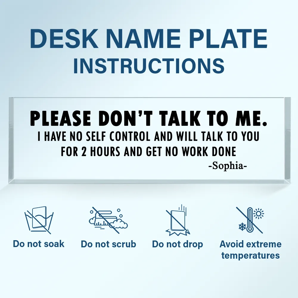 Funny Coworkers Please Don't Talk To Me - Personalized Desk Name Plate - Image 6