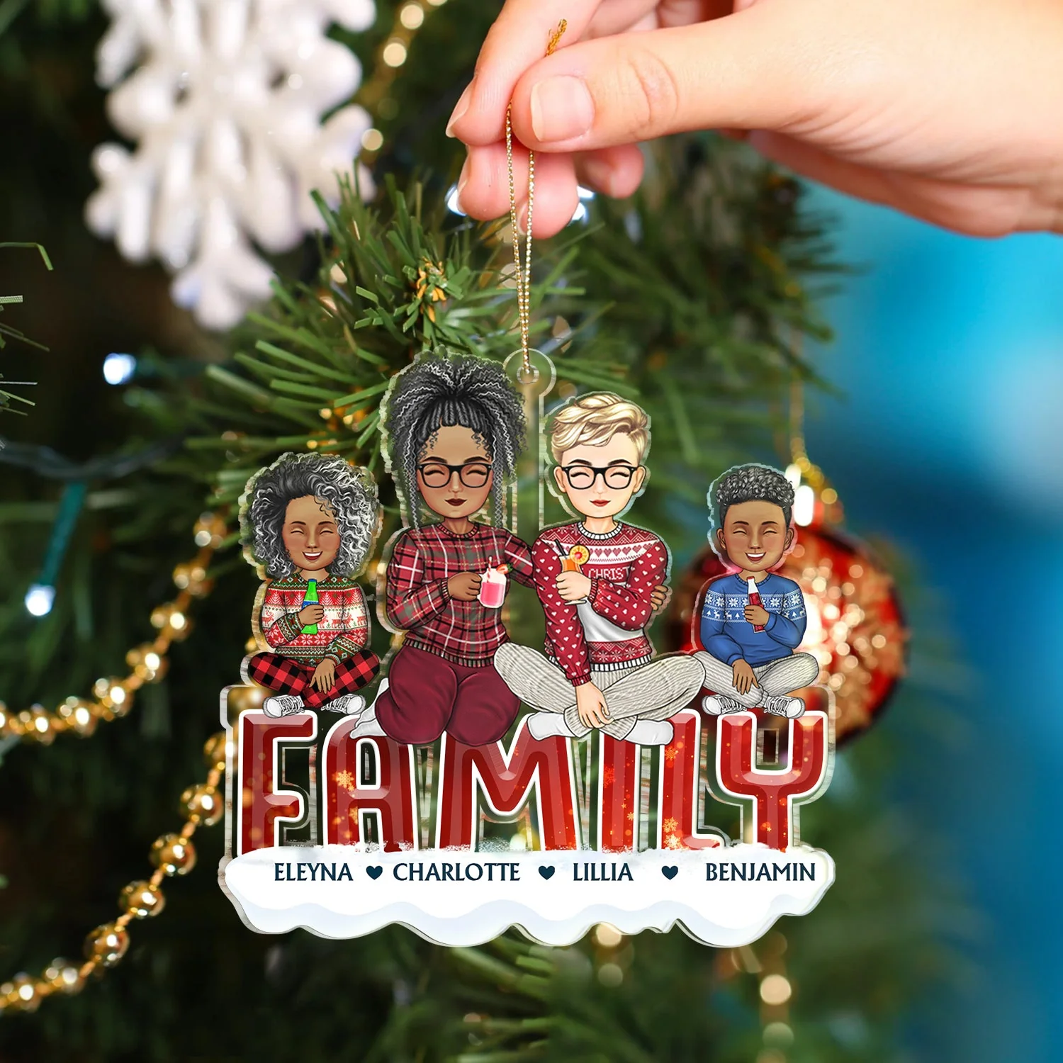 Funny Family - Christmas Gift For Couples, Family, Parents, Pet Lovers - Personalized Cutout Acrylic Ornament - Image 4