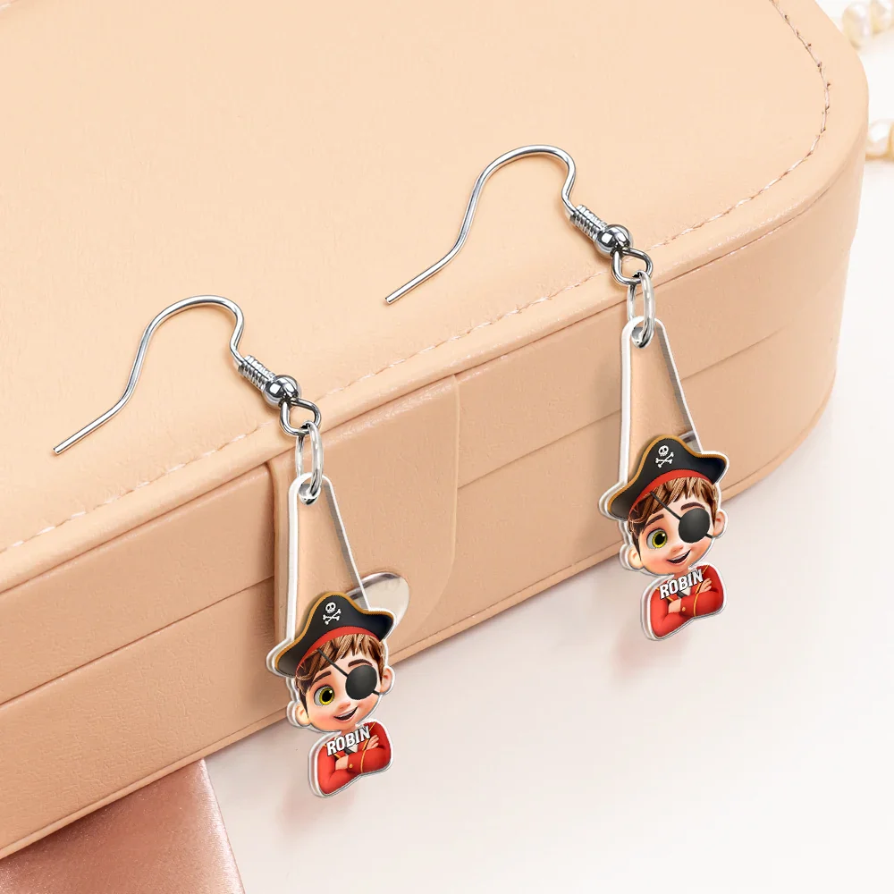 Funny Family Halloween Costume - Personalized Acrylic Earrings - Image 4