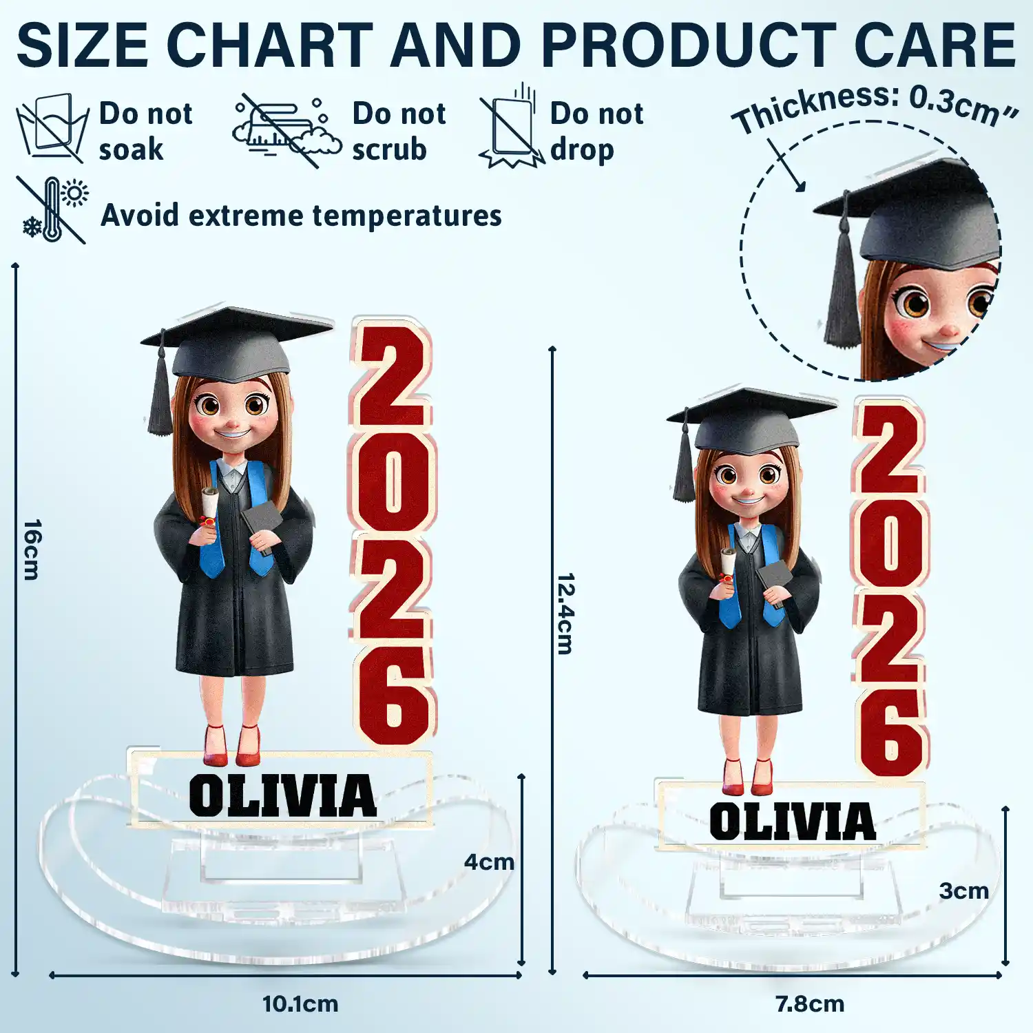 Funny Graduation Year - Personalised Acrylic Shaking Stand - Image 5