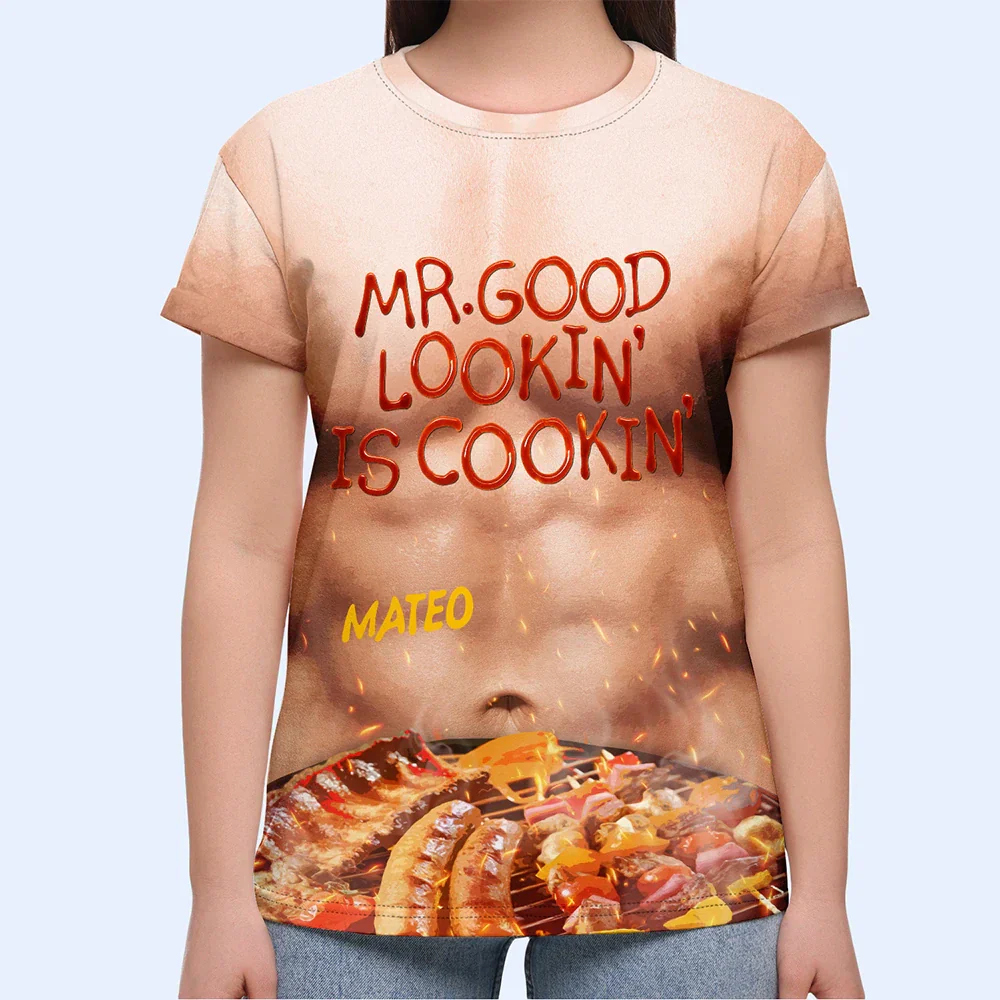 Funny Hot Muscle Man Mr. Good Looking Is Cooking Grilling - Personalized Full Print T Shirt - Image 5