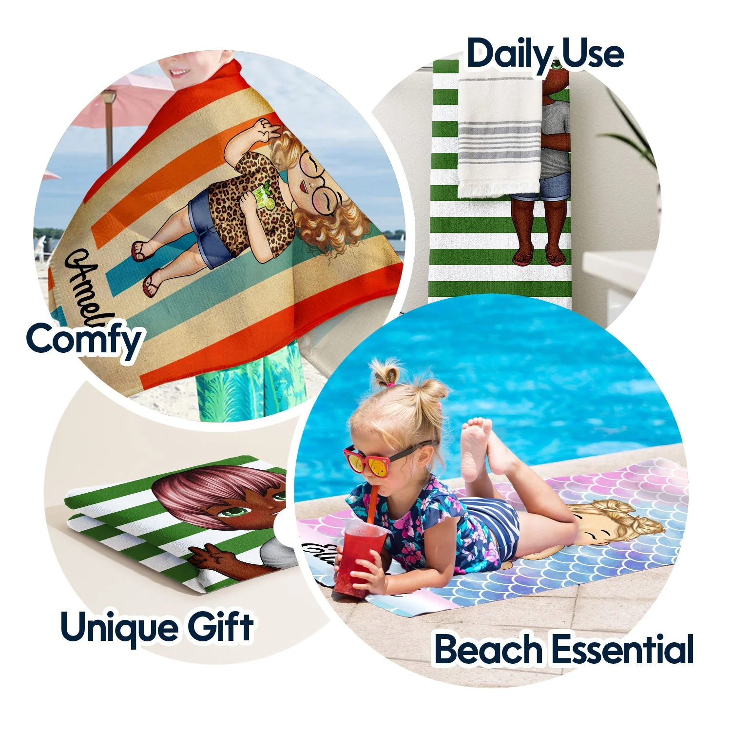 Funny Kids Baby On The Beach - Gift For Children, Grandkids - Personalized Custom Beach Towel - Image 5