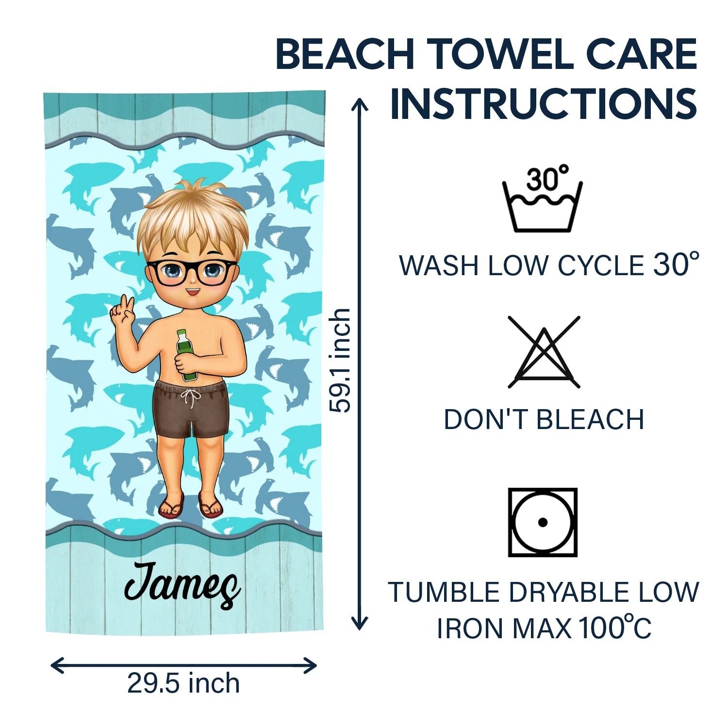 Funny Kids Baby On The Beach - Gift For Children, Grandkids - Personalized Custom Beach Towel - Image 6