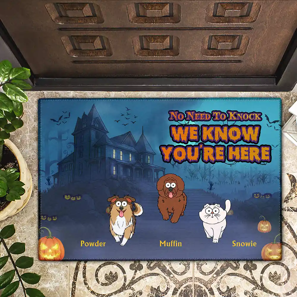 Funny Pet No Need To Knock We Know You're Here - Personalized Doormat - Image 2