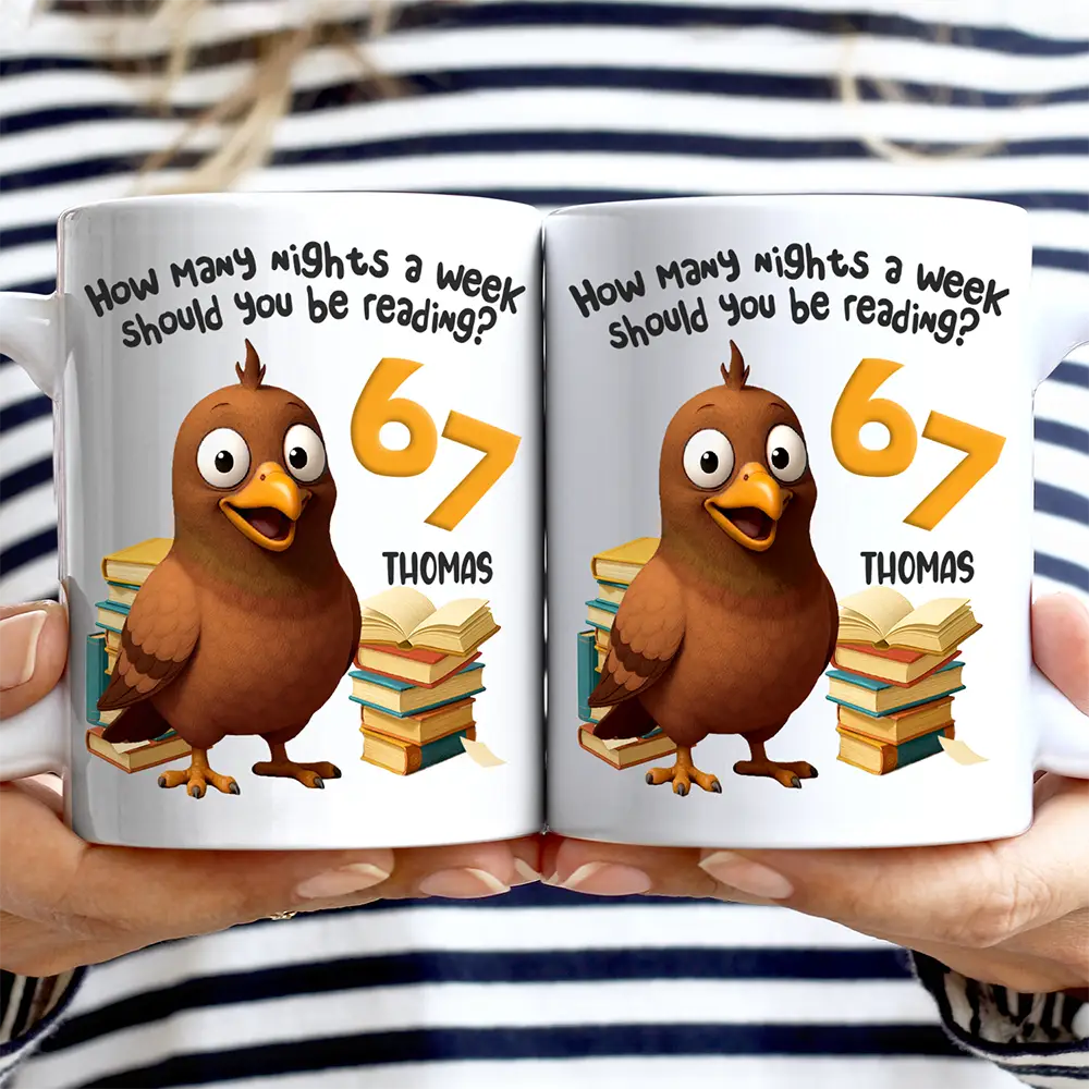 Funny Pigeon How Many Nights A Week Should You Be Reading - Personalized Mug - Image 2
