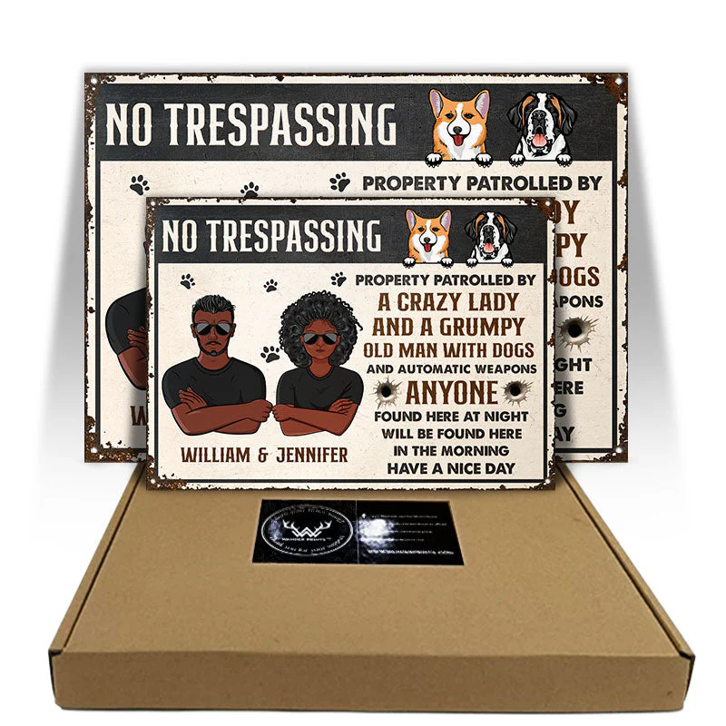 Funny Private Property Sign - Gift For Dog Lovers - Personalized Custom Classic Metal Signs - Image 3
