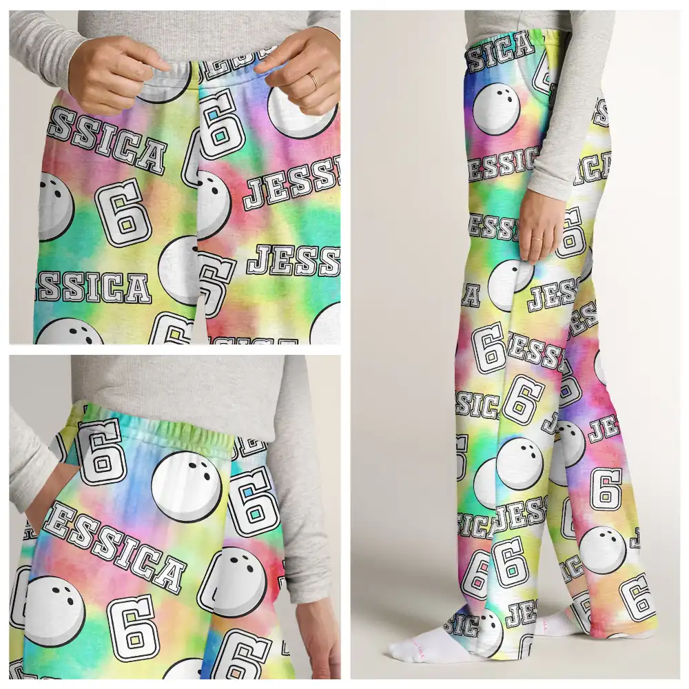 Funny Sports Pattern Baseball Volleyball Basketball - Personalized Pajama Pants - Image 7