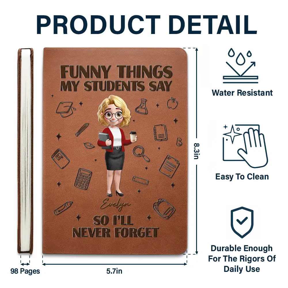 Funny Things My Students Say - Personalized Leather Journal - Image 5
