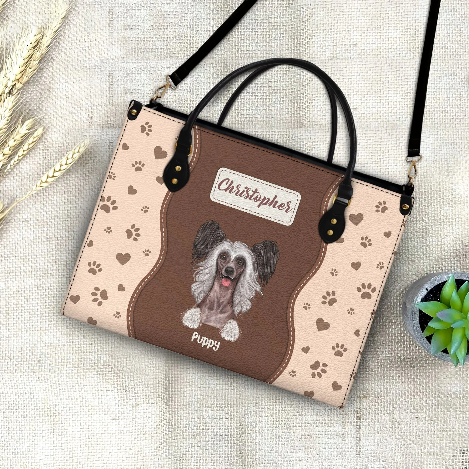 Fur Mom With Love - Gift For Pet Lovers, Pet Mom - Personalized Leather Bag - Image 4