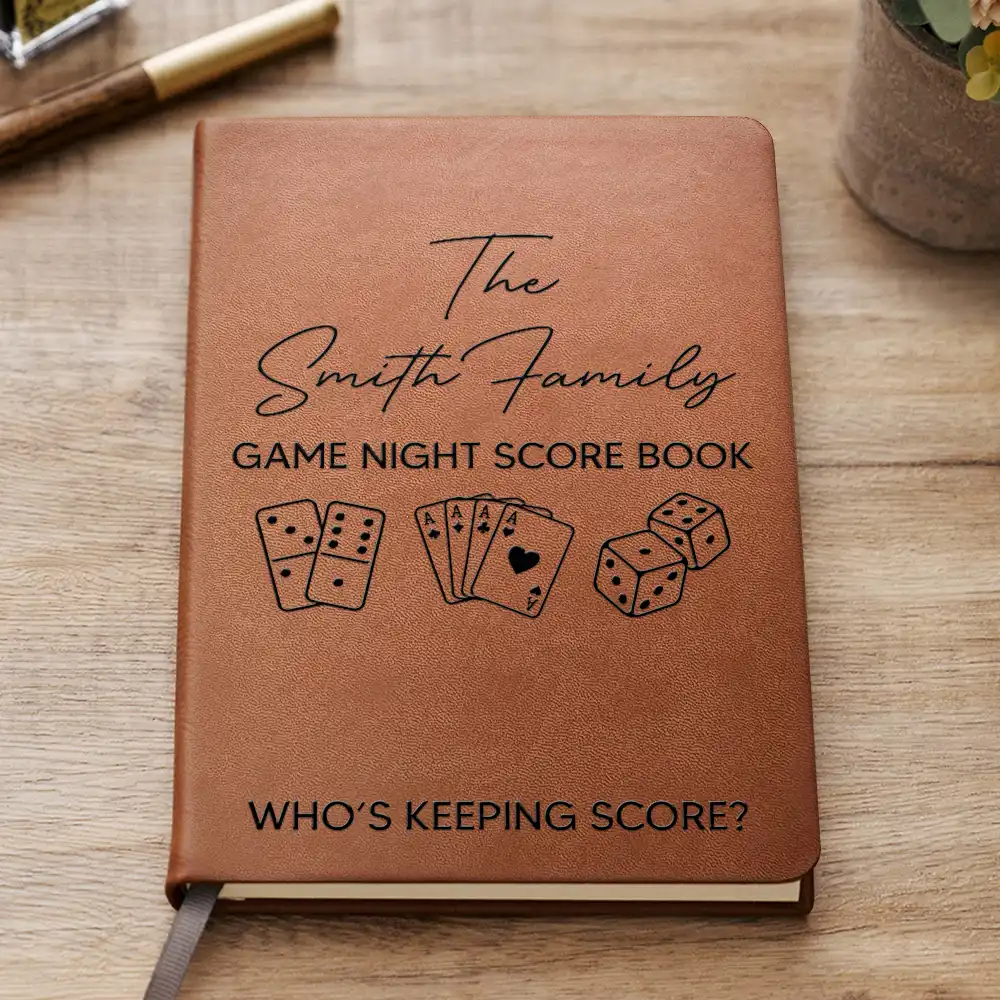 Game Night Score Book Who's Keeping Score - Personalized Leather Journal - Image 2