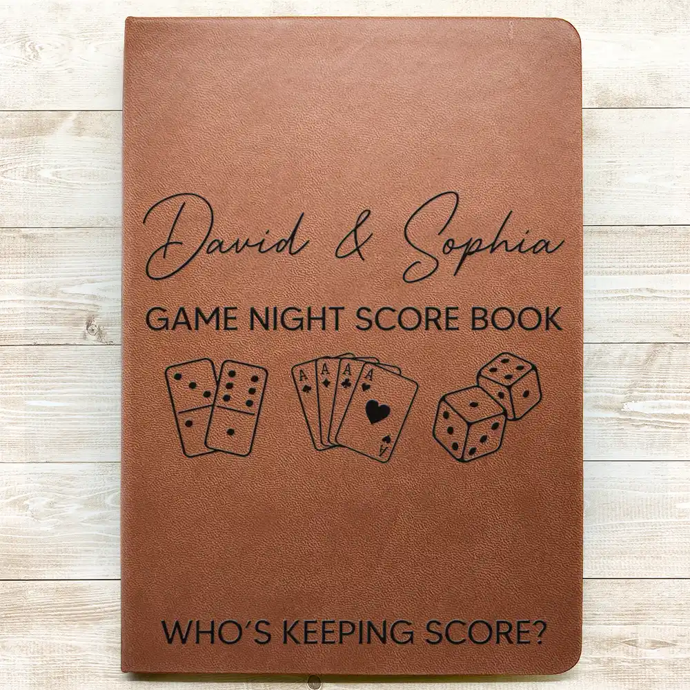 Game Night Score Book Who's Keeping Score - Personalized Leather Journal - Image 4