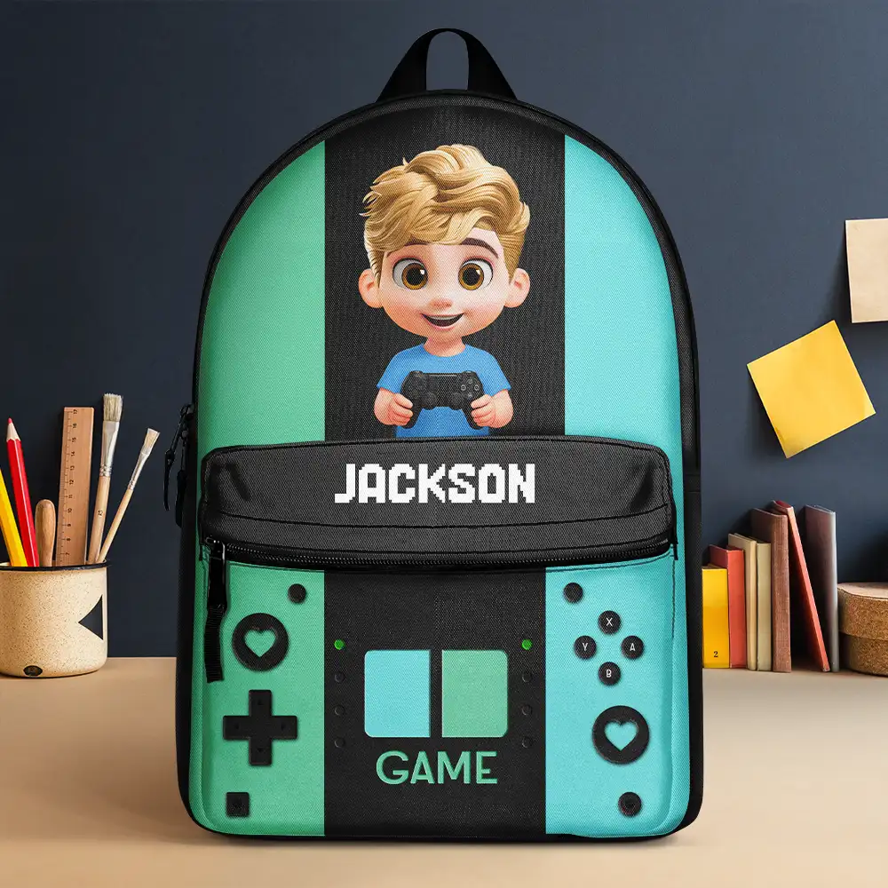 Gaming Kids Boys Girls - Personalized Canvas Backpack - Image 2