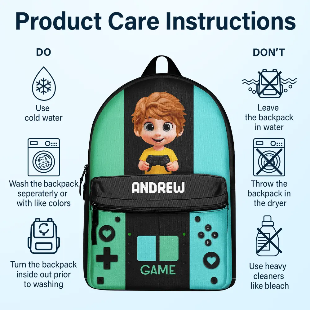 Gaming Kids Boys Girls - Personalized Canvas Backpack - Image 6