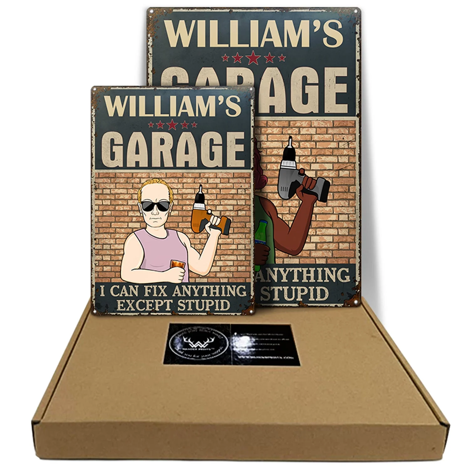 Garage I Can Fix Anything Except Stupid - Gift For Dad Father And Grandpa - Personalized Custom Classic Metal Signs - Image 5