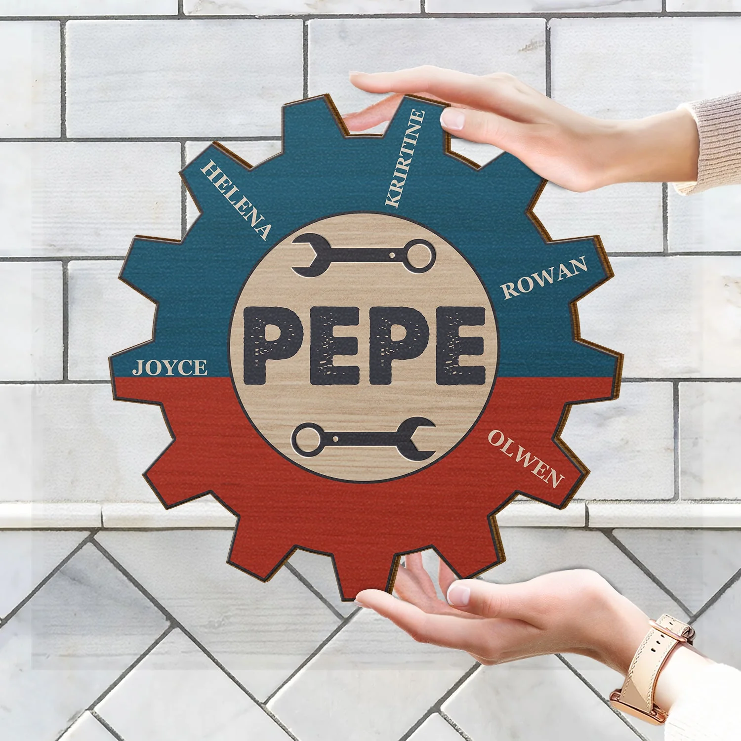 Garage Mechanic Gear Papa Can Fix It - Birthday, Loving Gift For Dad, Father, Grandpa, Grandfather - Personalized Custom Shaped Wood Sign - Image 4