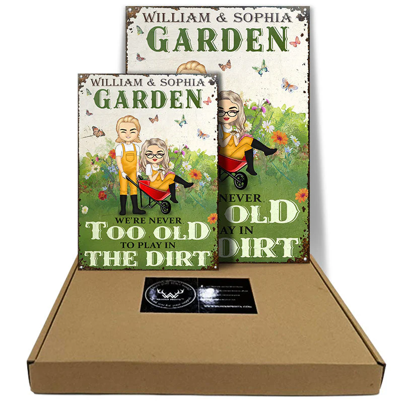 Garden Couple Play In The Dirt - Couples Gift - Personalized Custom Classic Metal Signs - Image 3