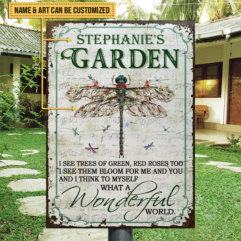 Garden Floral Art What A Wonderful World Custom Classic Metal Signs - Image 3