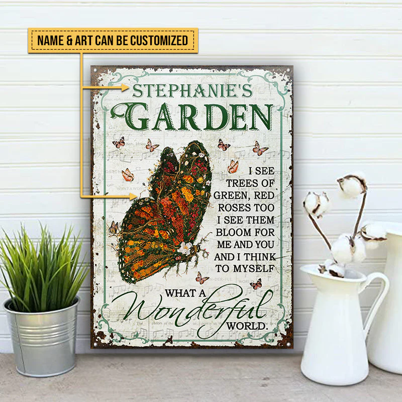 Garden Floral Art What A Wonderful World Custom Classic Metal Signs - Image 4