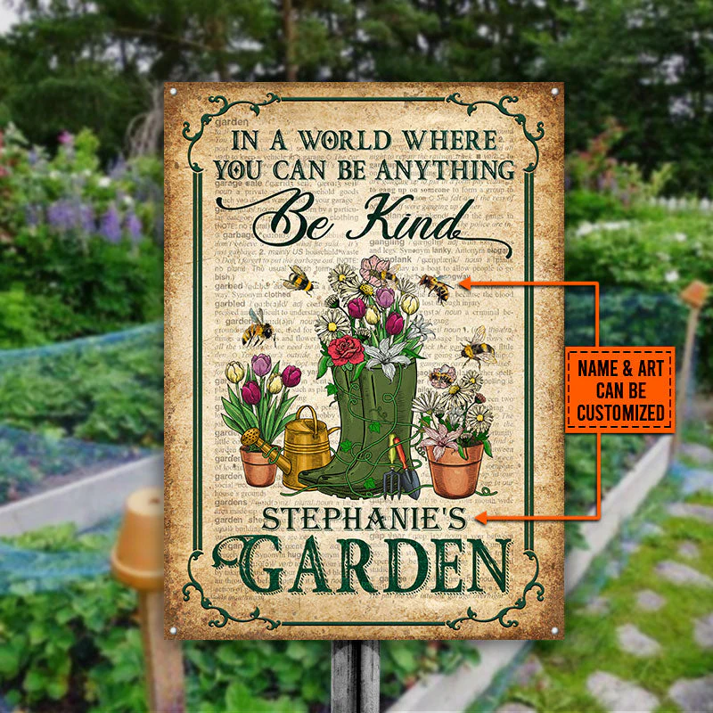 Garden In A World Where You Can Be Anything Be Kind Custom Classic Metal Signs, Gardening Metal Sign, Idea Decoration For Gardening, Personalized Garden Sign - Image 5