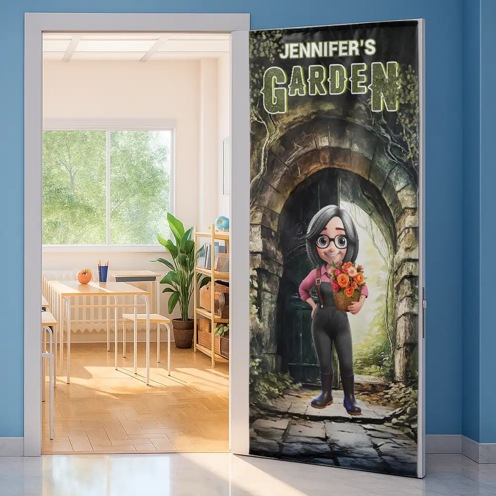Garden Of The Girl - Personalized Door Cover - Image 2