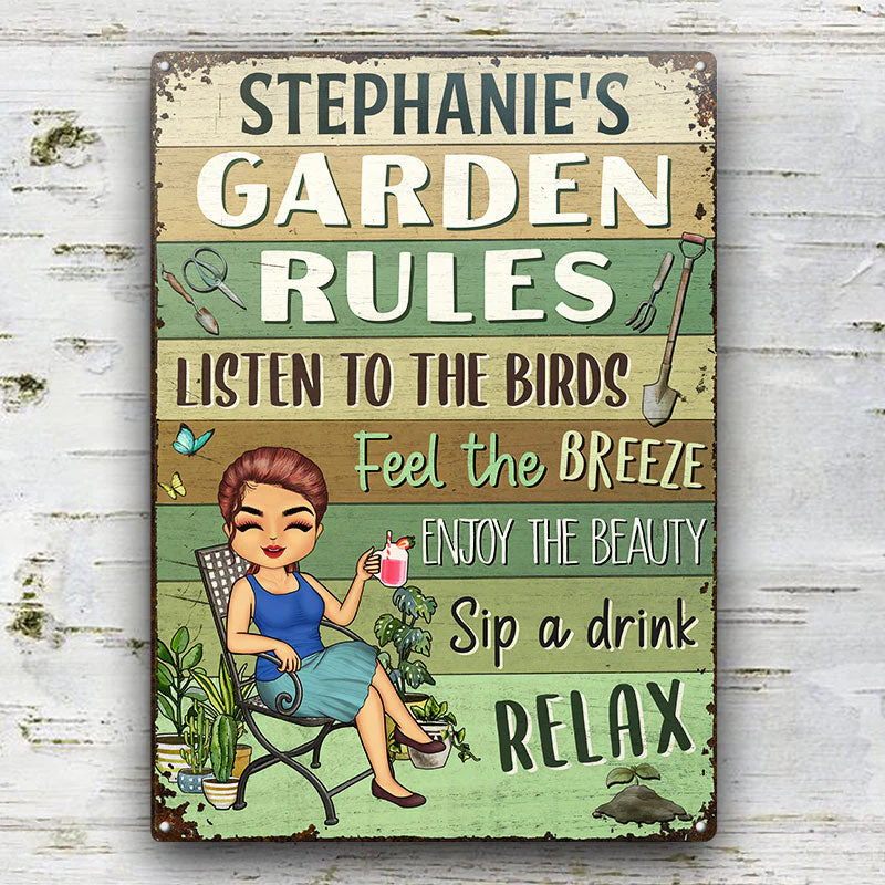 Garden Rules Feel The Breeze Enjoy The Beauty Gardening - Garden Sign - Personalized Custom Classic Metal Signs - Image 2