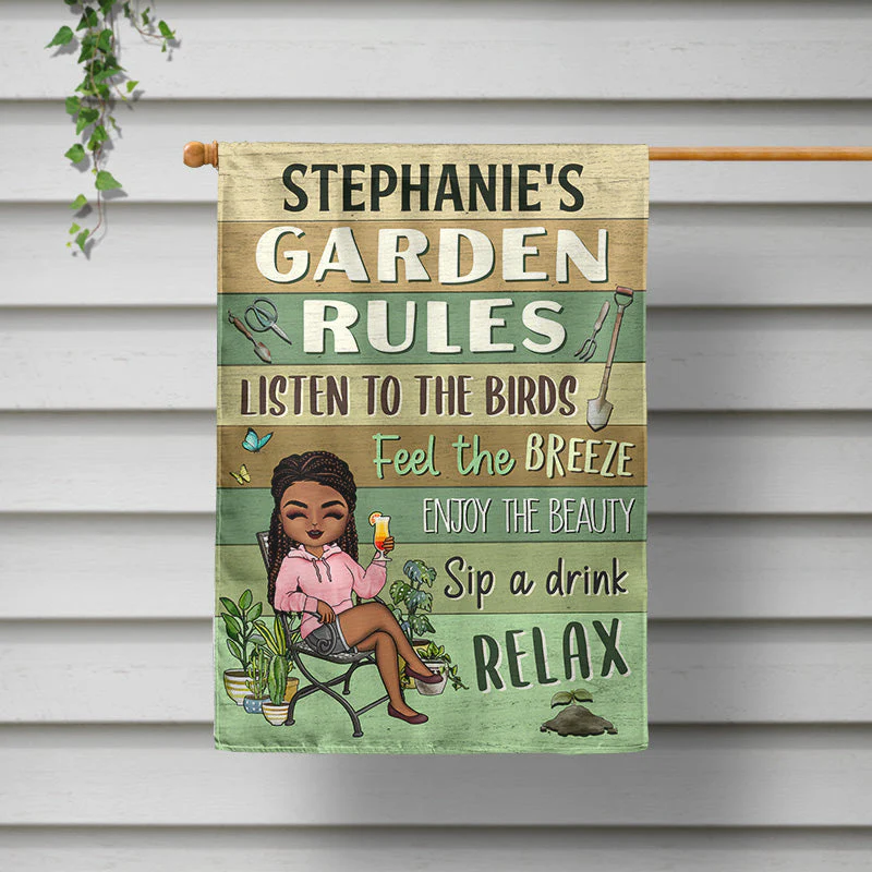 Garden Rules Feel The Breeze Enjoy The Beauty Gardening - Personalized Custom Flag - Image 3