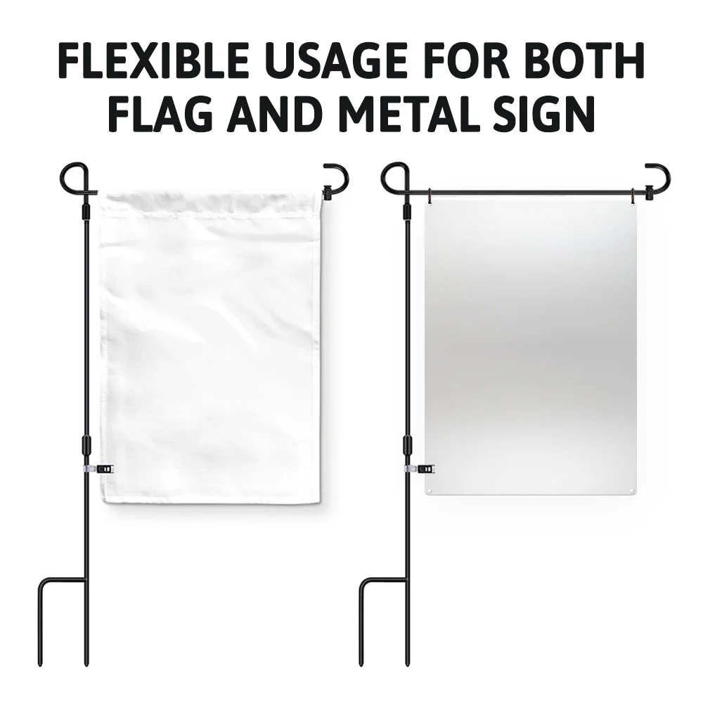 Garden Stand with Stoppers and Clips, Weather Proof Garden Flag Pole, Outdoor Metal Sign Stand, Holder for Outdoor Garden Flag, Vertical Metal Sign - Image 5