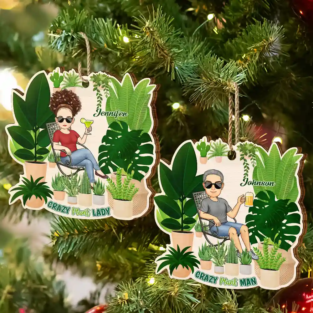 Gardener Crazy Plant Lady - Personalized Custom Shaped Wooden Ornament - Image 6