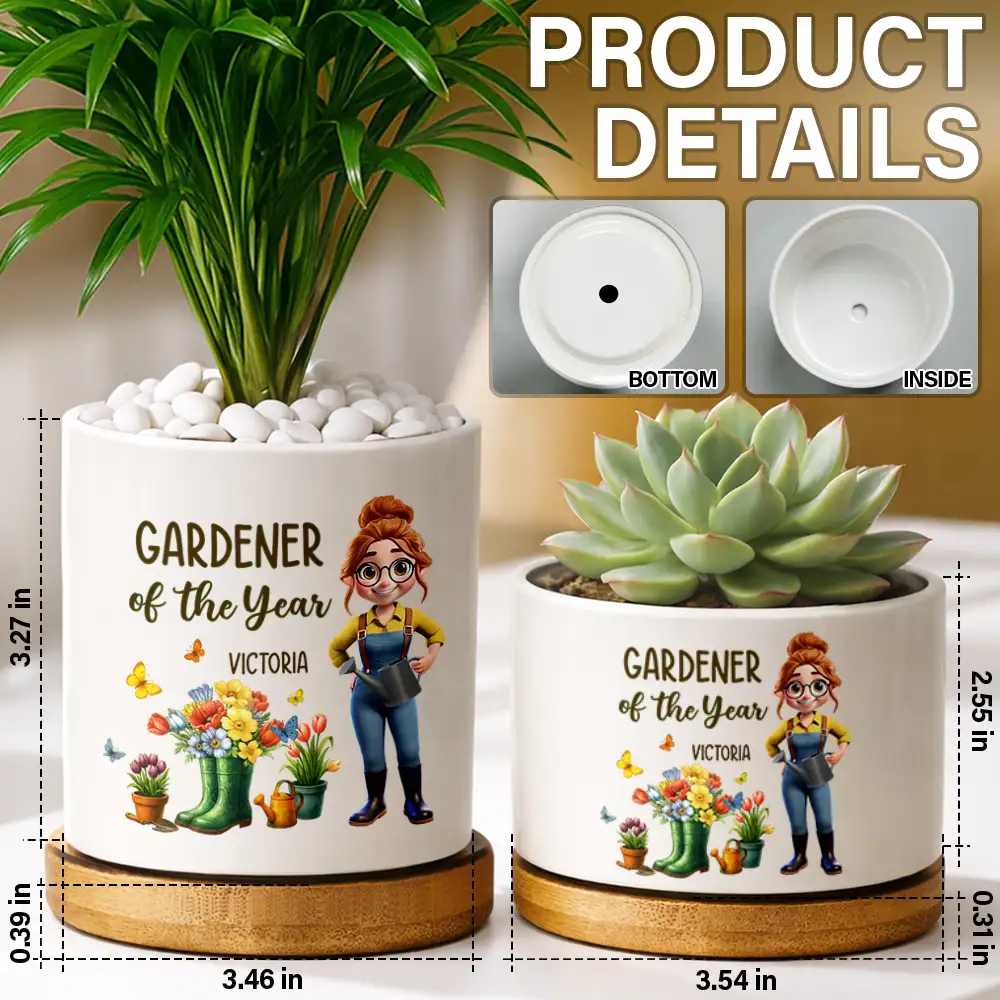 Gardener Of The Year - Personalized Ceramic Plant Pot - Image 5