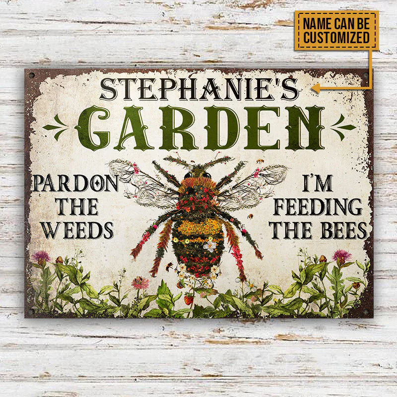 Gardening Bee Feeding The Bee Custom Classic Metal Signs - Image 3